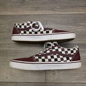 Vans Classic Old Skool Skater Mens Size 10 Bugundy and White Athletic Shoes